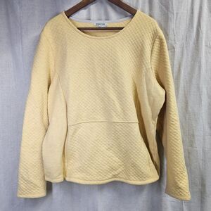 Orvis Women's Yellow Quilted Cozy Pullover Kangaroo Zippered Pouch XL